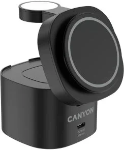 Фото: Бездротова зарядна станція Canyon OnCharge 405 4in1 15W Black with Adapter (CNS-WCS405B) № 3 | KTC