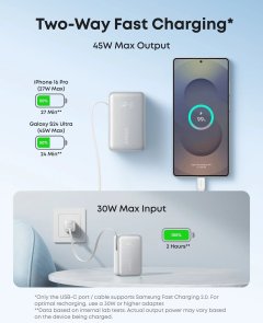 Батарея універсальна Anker Nano 10000mAh 45 Built-In USB-C Cable White (A1638H21)