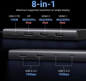 USB-хаб UGREEN CM639 Grey (35625)