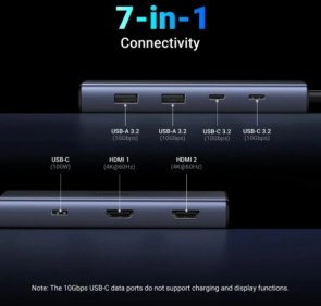 USB-хаб UGREEN CM498 Grey (45379)