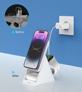 Бездротова зарядна станція Choetech T600-F 15W White