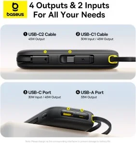 Фото: Батарея універсальна Baseus EnerFill FC31 Qpow3 Digital 20000mAh 45W Black (E0028D00) № 6 | KTC