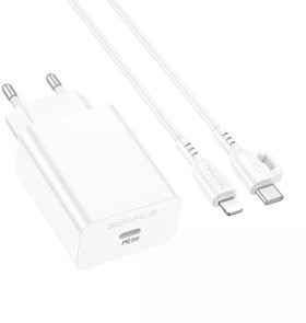Зарядний пристрій BOROFONE BA21A Pro Long 20W White with Type-C / Lightning (6941991111419)