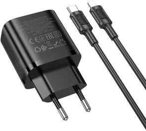 Фото: Зарядний пристрій BOROFONE BA83A Flare Star QC3.0 PD 20W Black with Type-C / Lightning (6941991117350) № 2 | KTC