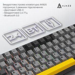 Клавіатура Ajazz AK820 Max Plus Daydream Switch RGB WL/BT/USB Black (AK820MAX-DD-BGY)