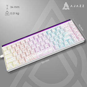 Клавіатура, Ajazz NK68 Red Switch Side Contour ENG/UKR USB, White ( Gaming )