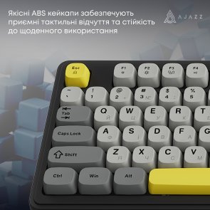 Клавіатура, Ajazz AF98 Plus ENG/UKR USB/WL/BT, Black/Gray/Yellow ( Gaming )