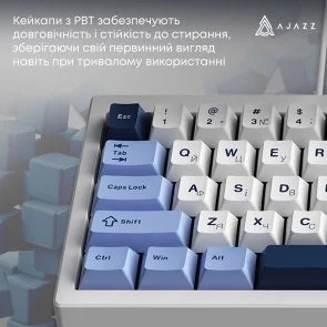 Фото: Клавіатура Ajazz AK650 Sea Salt Switches ENG/UKR USB Blue/White/Blue (AK650-SS-BWB) № 10 | KTC