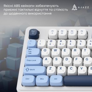 Клавіатура, Ajazz AF98 Plus ENG/UKR USB/WL/BT, Glacier Blue ( Gaming )