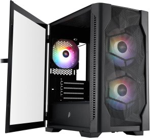 Корпус 1stPlayer D4-M-BK-2F1P-1F1 Black with window