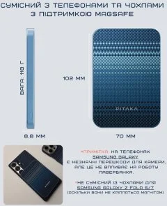 Фото: Батарея універсальна Pitaka Aramid Fiber Magnetic Qi2 5000mAh 15W Moonrise (PBQ2403) № 9 | KTC