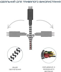 Кабель Native Union Belt Pro 240W Type-C / Type-C 2.4m Zebra (BELT-PRO2-ZEB-NP)