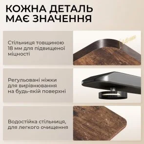 Фото: Стіл комп’ютерний SIHOO D03 Walnut/Black (D03-104/D03-108) № 14 | KTC