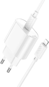 Зарядний пристрій Hoco C109A Fighter QC PD 20W White with Type-C/Lightning (6942007656665)