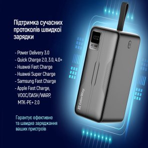 Батарея універсальна ColorWay Power Bank 50000mAh Digital Display 22.5W Black (CW-PB500LPC5BK-PDD)
