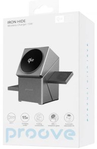 Бездротовий зарядний пристрій Proove Iron Hide 3in1 Qi2 Gray (WSIH15000003)