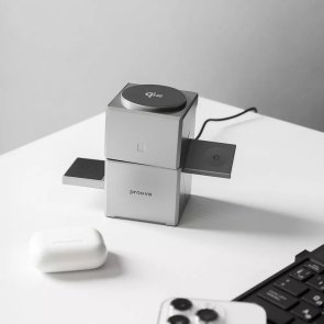 Бездротовий зарядний пристрій Proove Iron Hide 3in1 Qi2 Gray (WSIH15000003)