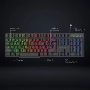 Фото: Клавіатура GamePro GK380 RGB USB Black № 8 | KTC