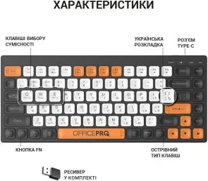 Фото: Клавіатура OfficePro SK955B Wireless Black № 11 | KTC