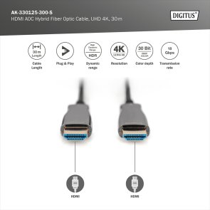 Кабель HDMI to HDMI, 30m, Digitus AK-330125-300-S, Black