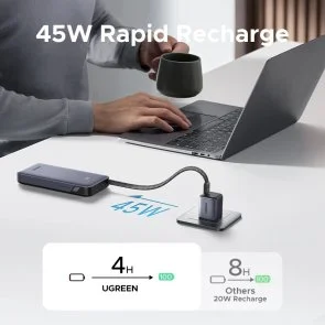 Фото: Батарея універсальна UGREEN PB536 20000mAh 45W Black (55988B) № 7 | KTC