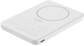 Батарея універсальна Belkin BoostCharge Slim Magnetic 5000mAh 15W White (BPD010HQWH)