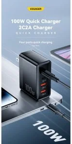 Фото: Зарядний пристрій Essager Grace 100W 4 Ports Travel Charger (ECT2CA-QYB01-Z) № 15 | KTC