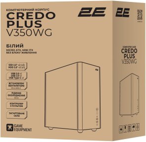 Корпус 2E Credo Plus V350WG White with window (2E-V350WG)