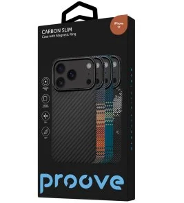 Фото: Чохол Proove for Apple iPhone 16 - Carbon Slim with Magnetic Ring Onyx (PCCSIP160060) № 3 | KTC