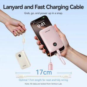 Батарея універсальна Vention FKAP0 10000mAh 22.5W Pink (FKAP0-C)