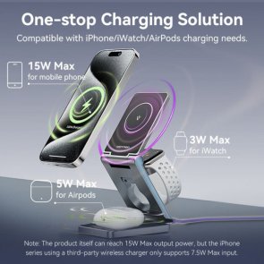 Бездротова зарядна станція Vention FGFH0 3in1 15W Gray