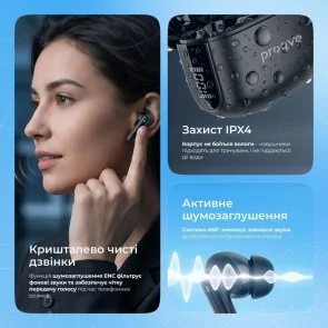 Фото: Навушники Proove Tempo with ANC APP Black (TWTM0001AP01) № 8 | KTC