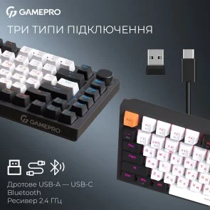 Фото: Клавіатура GamePro Asgard Valhalla QLAB Sakura Switch WL/BT/USB Black (MK160-B-QS-PRO) № 7 | KTC