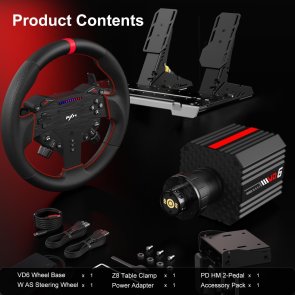 Кермо і педалі PXN VD6 Bundle for PC, 19кн., подв. педалі, кермо WAS 280мм