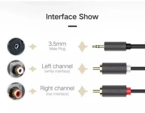 Фото: Кабель UGREEN AV102 Jack 3.5mm / 2xRCA 1m Black (10772) № 4 | KTC