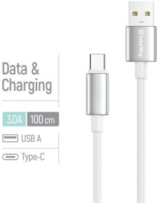 Кабель ColorWay CBUC098 3A AM / Type-C 1m White (CW-CBUC098-WT)