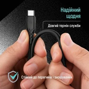 Фото: Кабель ColorWay textured PVC 3A AM / Type-C 1m Black (CW-CBUC094-BK) № 9 | KTC