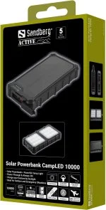 Фото: Батарея універсальна Sandberg Solar Powerbank CampLED 10000mAh 22.5W Black (421-23) № 7 | KTC