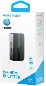 Сплітер Vention HDMI 1x4 v1.4 3D 4K/30hz Black (A12B0-EU)