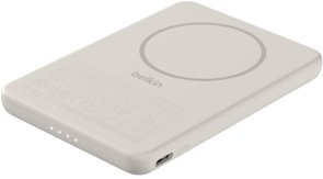 Батарея універсальна Belkin BoostCharge Slim 5000mAh 15W Qi2 7.5W Sand (BPD020HQSA)