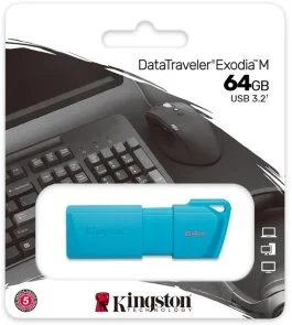 Фото: Флешка USB Kingston DataTraveler Exodia M 64GB Aqua Blue (KC-U2L64-7LB) № 4 | KTC