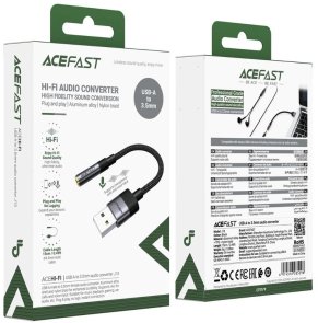 Перехідник Acefast J13 USB-A M / Jack 3.5mm F 0.15m Black (6974316285298)