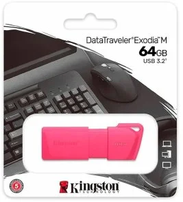 Фото: Флешка USB Kingston DataTraveler Exodia M 64GB Neon Pink (KC-U2L64-7LN) № 3 | KTC