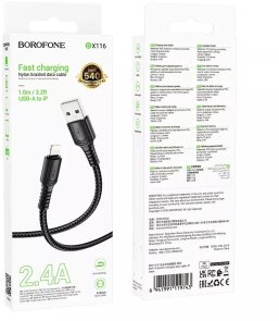 Кабель BOROFONE BX116 Certain 12W AM / Lightning 1m Black (6941991119743)