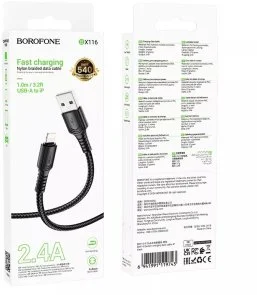 Фото: Кабель BOROFONE BX116 Certain 12W AM / Lightning 1m Black (6941991119743) № 3 | KTC