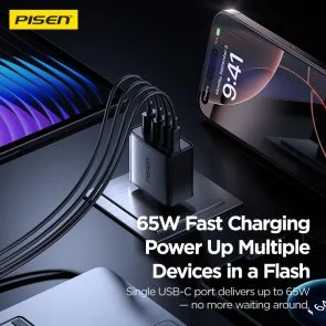 Фото: Зарядний пристрій Pisen BOLT Utility PD 65W Black (TP-C66) № 6 | KTC