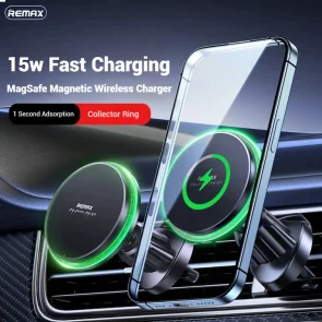 Фото: Кріплення для мобільного телефону Remax MagSafe Magnetic 15W Wireless Charging Car Mount RM-C01 Black (6954851236337) № 6 | KTC