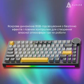 Фото: Клавіатура Ajazz AK820 V2 Coconut Flake Switch WL/BT/USB Black/Grey/Yellow (AK820-V2-CF-BGY) № 8 | KTC