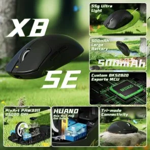Фото: Миша Attack Shark X8 SE WL/BT/USB Black (X8SEB_AS) № 4 | KTC