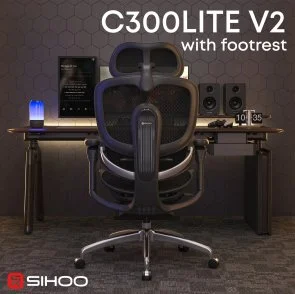 Фото: Крісло SIHOO C300 Lite V2 with footrest Black (C300-LITE-V2-B101-JT) № 5 | KTC